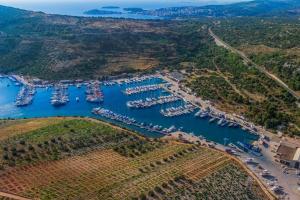an aerial view of a marina with boats at Holiday Home Primosten (54) in Primošten