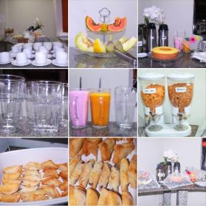 un collage de diferentes fotos de comida y bebida en Avenida Center Hotel, en Uruguaiana