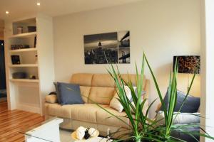 a living room with a couch and a plant at Silver Home in Santiago de Compostela