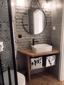 a bathroom with a sink and a mirror at Apartament Dream Apart II in Szklarska Poręba