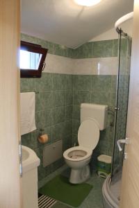 a small bathroom with a toilet and a sink at Apartment Sea in Galižana +52 photos