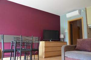 a living room with a couch and a tv at Vadszilva Apartman in Balatonőszöd