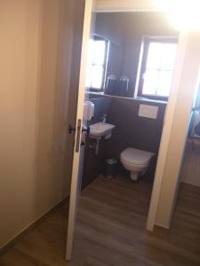 een badkamer met een toilet en een wastafel bij B&B VILLA MONIQUE in Koksijde