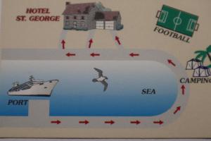 a diagram of a house and a boat in the water at St.George Valsamitis in Katapola