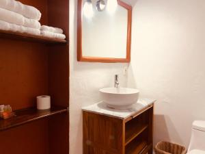 a bathroom with a sink and a mirror and a toilet at Posada del Virrey in Tequisquiapan +36 photos