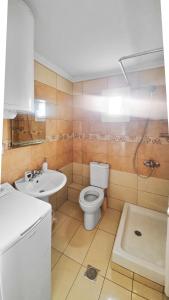 a bathroom with a toilet and a sink at Seaflows Apartments #1 in Paralia Katerinis