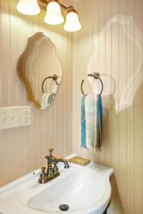 uma casa de banho com um lavatório e um espelho em Creekside Falls em Wimberley