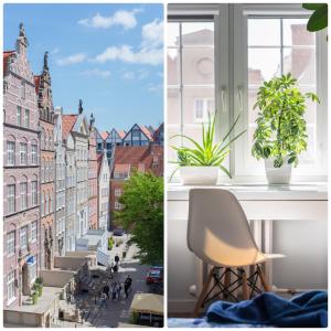 Camera con finestra e vista sulla città di Hello Apartments Chlebnicka a Danzica