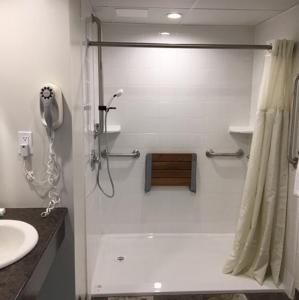 喬治王子城的住宿－格拉瑪汽車旅館，带淋浴和盥洗盆的浴室