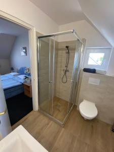 Kúpeľňa v ubytovaní Apartman Szanyi
