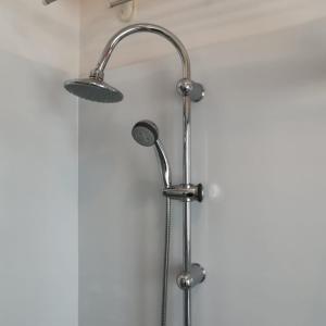 y baño con ducha con cabezal de ducha. en Appartamento Chatillon, en Châtillon