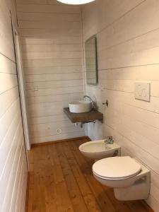 ファザーノにあるpalazzinApuliaの小さなバスルーム(トイレ、シンク付)