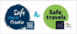 two stickers with the words safe and stay in croatia and a safe travel at Apartment Levanat in Molunat