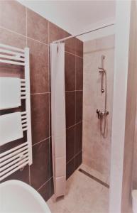 A bathroom at Helena Stúdió Apartman