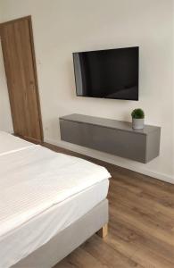 A television and/or entertainment centre at Helena Stúdió Apartman