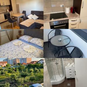 a collage of photos of a kitchen and a room at MG Lux in Bijeljina
