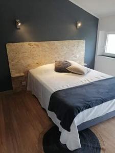 ein Schlafzimmer mit einem großen Bett in einem Zimmer in der Unterkunft Plénitude in Sérignan