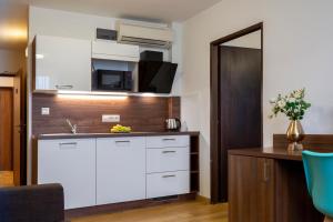 Kuchyň nebo kuchyňský kout v ubytování WX Hotel