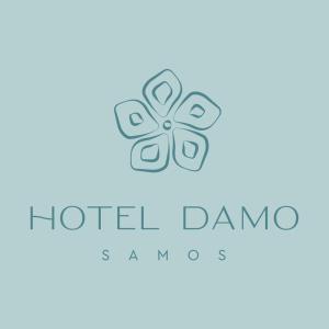 a logo for a hotel dmg at Hotel Damo in Pythagoreio