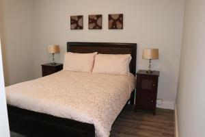 a bedroom with a large bed with two night stands at WILLOW COUNTRY COTTAGE in Killarney
