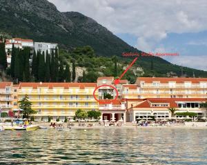 un hôtel sur la plage au bord de l'eau dans l'établissement Apartments Villa Mila, à Cavtat