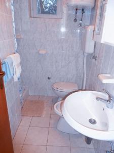 ein Bad mit einer Dusche, einem WC und einem Waschbecken in der Unterkunft Apartments BISERKA (4232) in Poljana