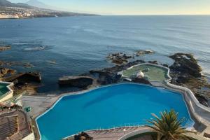 プンタ・デル・イダルゴにあるD-espacios elevados 2の海とスイミングプールの景色を望めます。