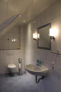 a bathroom with a sink and a toilet at Landhaus Monika in Plütscheid