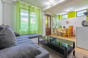uma sala de estar com um sofá e uma mesa em Apartment Zec Natura em Selce