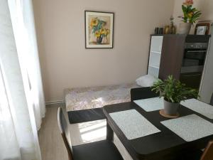 - une salle à manger avec une table, 2 chaises et une table dans l'établissement Apartmán Mařenka, à Nové Město na Moravě