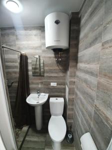 a small bathroom with a toilet and a sink at Silver 2 Затока in Zatoka