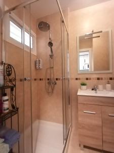 łazienka z prysznicem i umywalką w obiekcie CARPE DIEM Studio w mieście Benalmádena