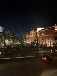 a city street at night with a large building at Museum Plaza in Cairo