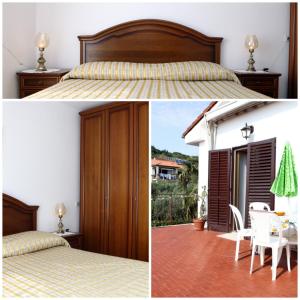 1 dormitorio con 1 cama y 1 dormitorio con mesa en Rooms Torcello - with shared bathroom, en Portorož