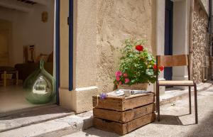 a chair and a potted plant next to a building at Vieil Antibes, plage de sable, avec parking in Antibes +23 photos