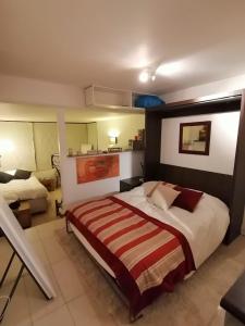 - une chambre avec un grand lit dans l'établissement SKI In/Out Monteblanco El Colorado, à Santiago