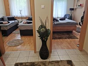 Posteľ alebo postele v izbe v ubytovaní Csabai Apartman