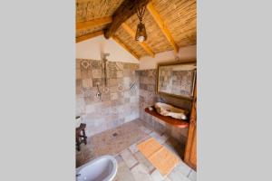 a bathroom with a shower and a sink at Pinnettu Ghilarza in Ghilarza