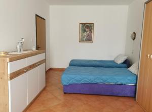 a room with a bed and a sink in it at Countryside Apartment Nika in Čabrunići