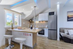 a kitchen with a stainless steel refrigerator and a counter at Apartment Darka 1 in Sumartin