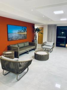 Χώρος καθιστικού στο Apartamento em Guarajuba, BAHIA 1 Tudo Novinho e Finamente Decorado