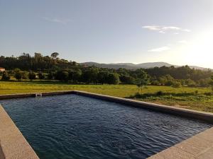 einen Pool mit Blick auf ein Feld in der Unterkunft Casa da Quinta do Cruzeiro in Fontoura