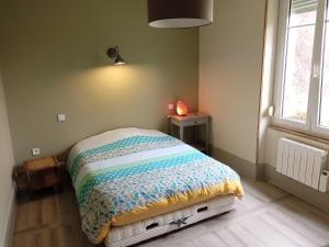 1 dormitorio con 1 cama en una habitación con ventana en Superbe logement dans une maison de caractère en Toul