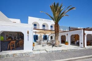 palma przed budynkiem z barem w obiekcie Hotel Sunshine w mieście Kamari