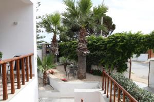 サン・ヴィート・ロ・カーポにあるVilla Mariaの椰子の木とテーブルのある階段