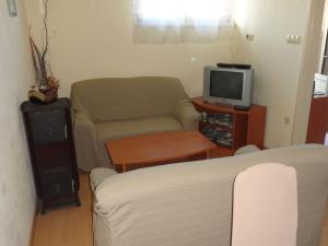 a living room with a couch and a tv at Apartment in Palit with Terrace, Air conditioning, Wi-Fi (4603-1) in Mundanije