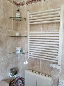 a bathroom with a toilet and a window in it at Room in Lovely cottage house Habitaciones en Chalet en Cadiz San Fernando in San Fernando
