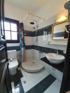 a bathroom with a toilet and a sink at VILLA GEORGIA in Acharavi +42 photos