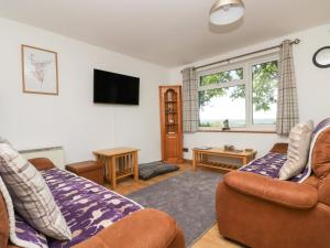 a living room with two couches and a tv at Dartmoor 2 in Callington
