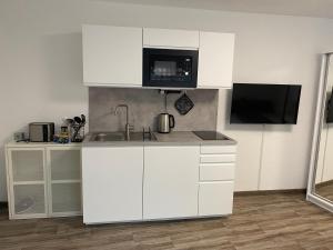 Kuchyň nebo kuchyňský kout v ubytování Business-Apartment Braun